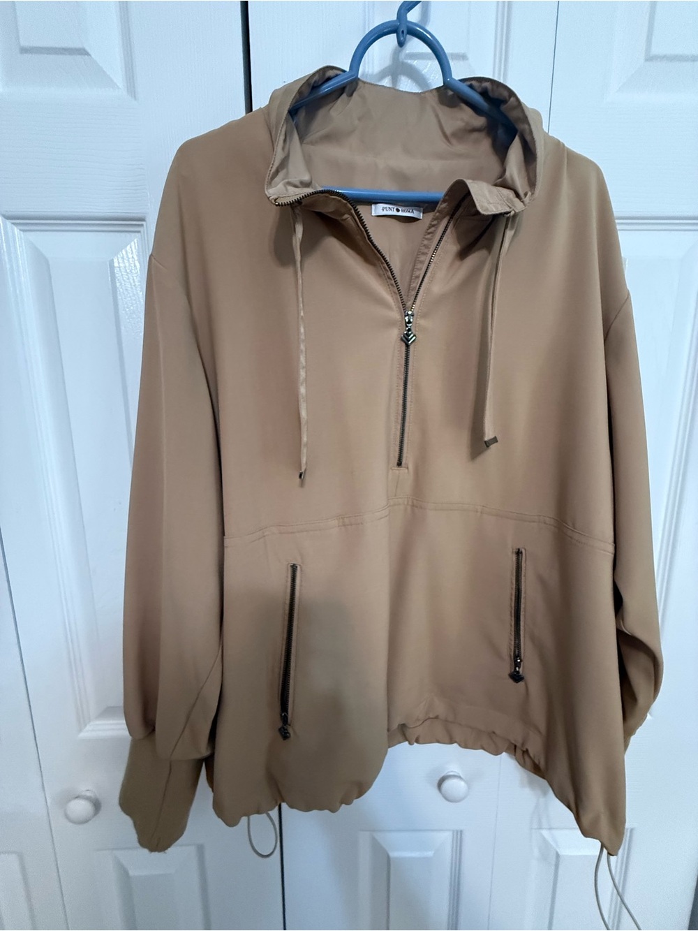 Casual Hooded Pullover Tunic in Taupe